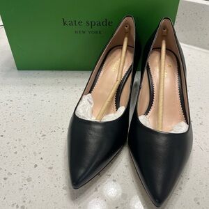 kate spade Black Pointed-Toe Leather Pumps